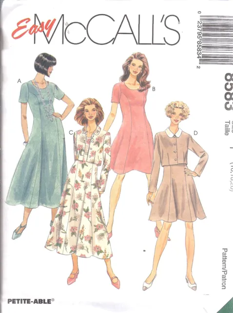 8583 UNCUT McCalls SEWING Pattern Vintage Misses Unlined Jacket Dress