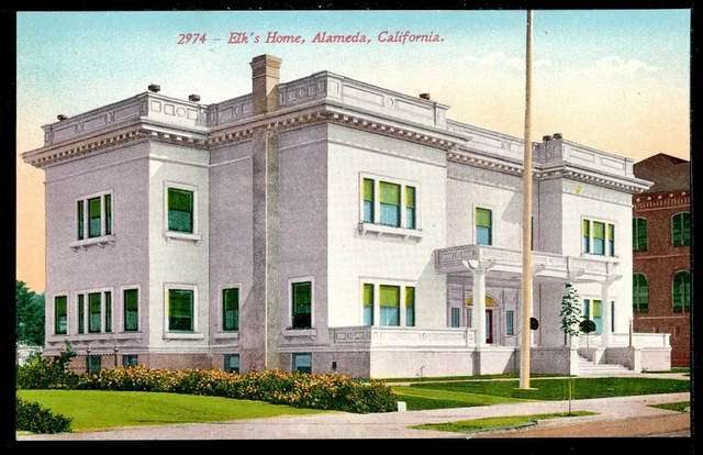 BPOE Elks Club Home Alameda CA Historic Vintage Postcard Mitchell 2974