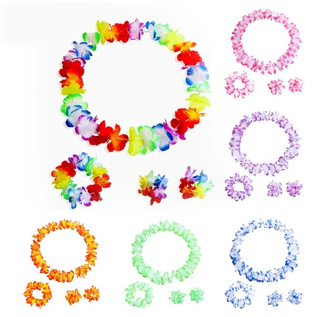 Wedding Decorations Hawaiian Flowers Necklace Wristbands Headband Garland