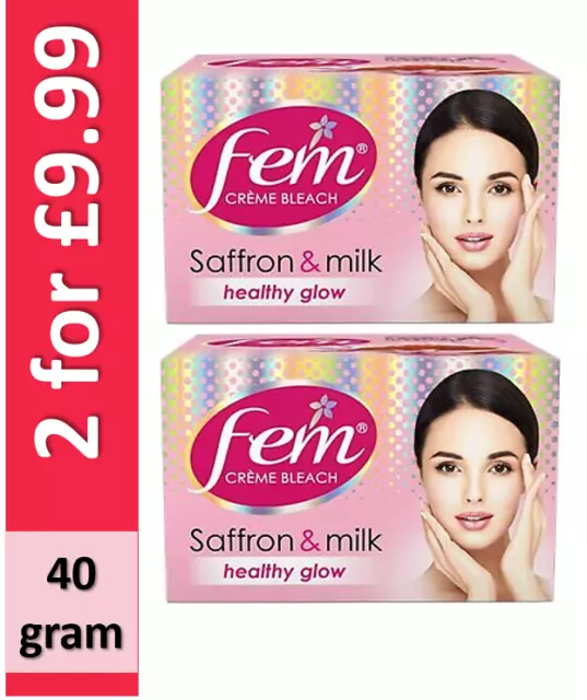 Fem Bleach Dabur Fem Creme Bleach (40gm x 2) Face Skin Whitening, Saffron bleach