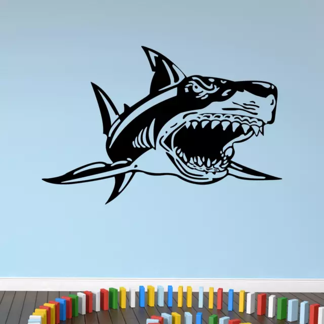 Shark Attack Animal Sea Wall Sticker Decal Transfer Design Kids Home Vinyl UK