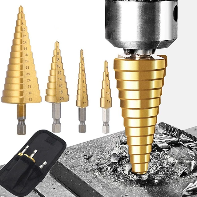 High quality HSS Straight Groove Step Drill Bit Set Titanium Coated Metal cutter