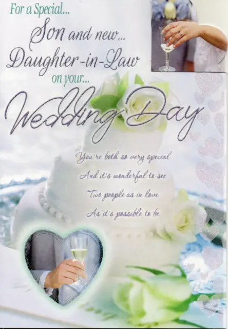 Son & Daughter~In~Law Wedding Day Card ~ Large Size Quality Card & Lovely Verse
