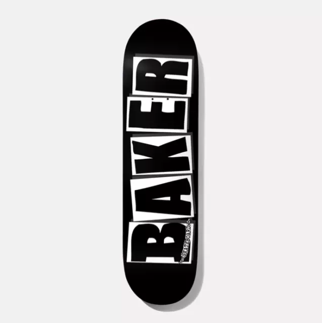 Baker - Brand Logo - Black White Pro Skateboard Deck - 8.125" Inch - Free Grip