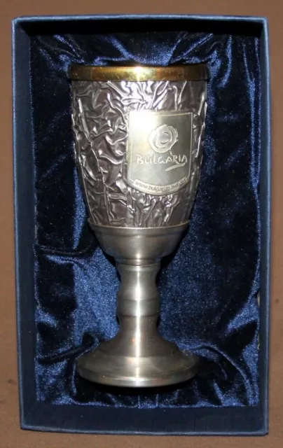 Bulgarian Hand Made Ornate Silver Plated Souvenir Goblet With Box