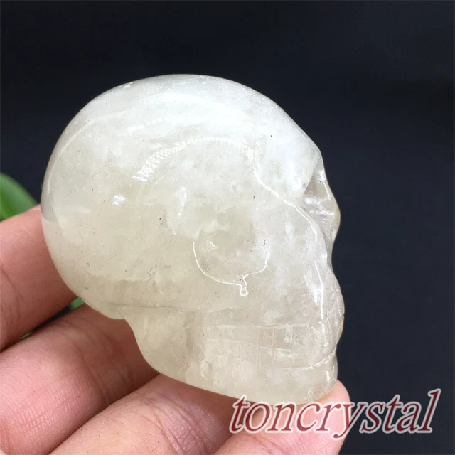 2" Natural Citrine Skull Carved Quartz Crystal Skull Sculpture Reiki Gift 1pc