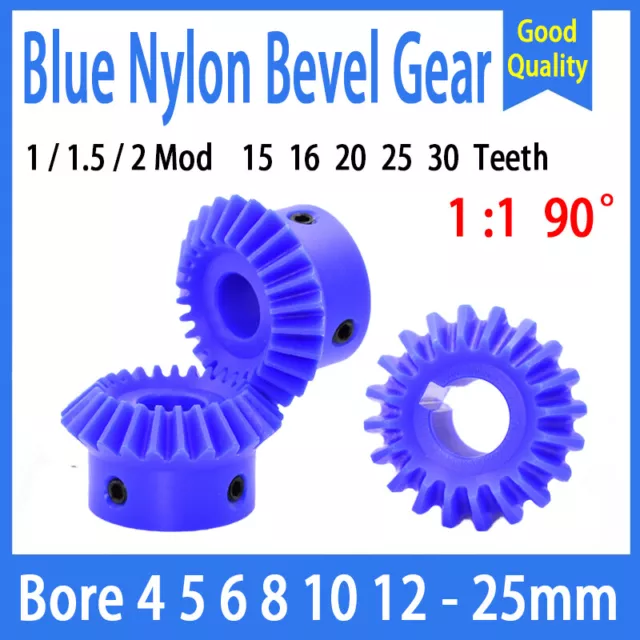 1/1.5/2 Mod Bevel Gear 15T-30T 90°1:1 Pairing Plastic Nylon Transmission Gear