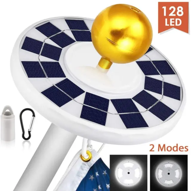 Solar Power 128-LED Super Bright Flag Pole Lamp Lampe jardin extérieure étanche: