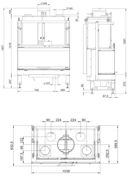 Cheminée Bois Air Chaude Naturel Canalisé Maison Palazzetti Em16 : 9 3D 26,41 Kw 3