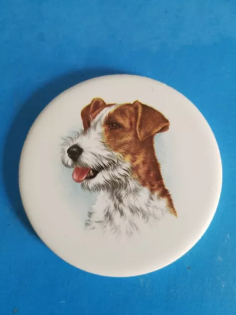 Vintage H&R Johnson 3 1/2"  A Dog Collectible Round Tile.*C2