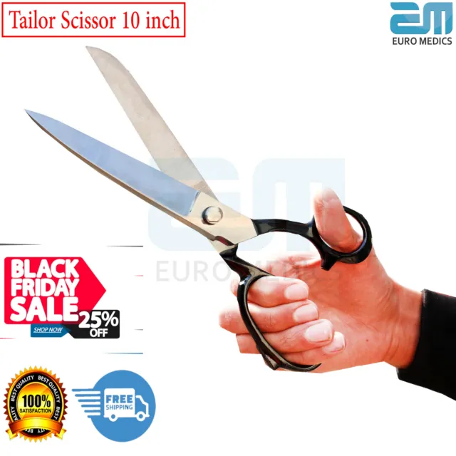 Professional Tailors Scissors 10" Large Upholstery Dressmaking Tailor Shears UK