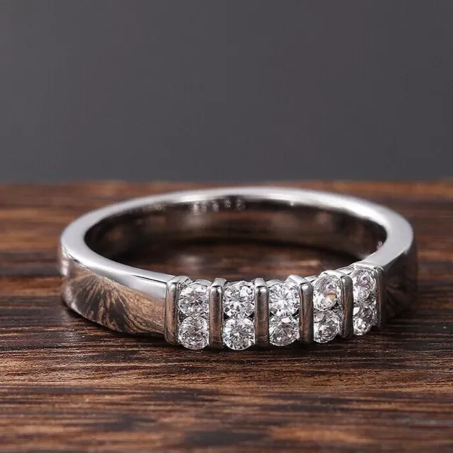 Round Cut Diamond Eternity Band Style 14k White Gold Over Engagement Ring