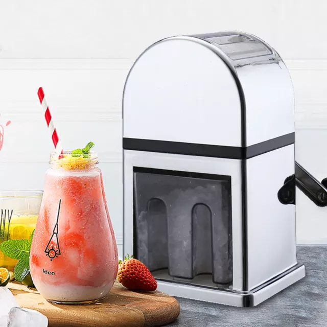 Handcrank Ice Crusher Stainless Steel Snow Cone Maker Kitchen Ice Shaver Machine