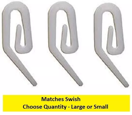 CURTAIN HOOKS For Ring or Header Tape - Plastic Nylon Hook - Matches Swish