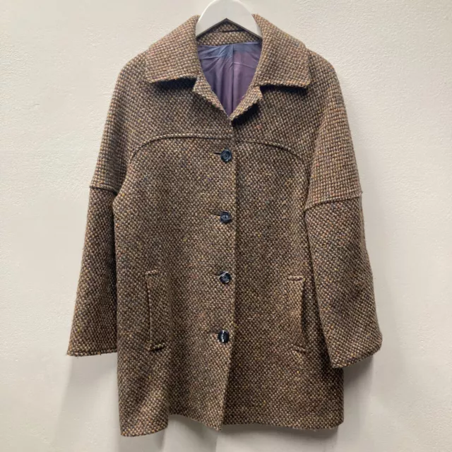 Vintage Women's Winter Short Trench Swing Over Coat UK 14-16 Wool Blend Lined