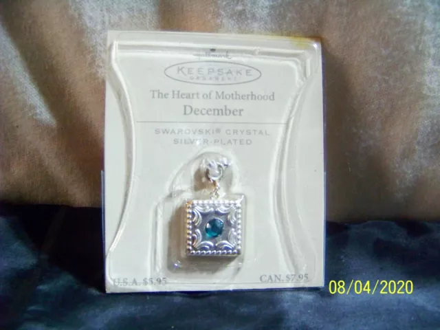 Hallmark Heart of Motherhood December Swarovski Turquoise Silver Charm Mother