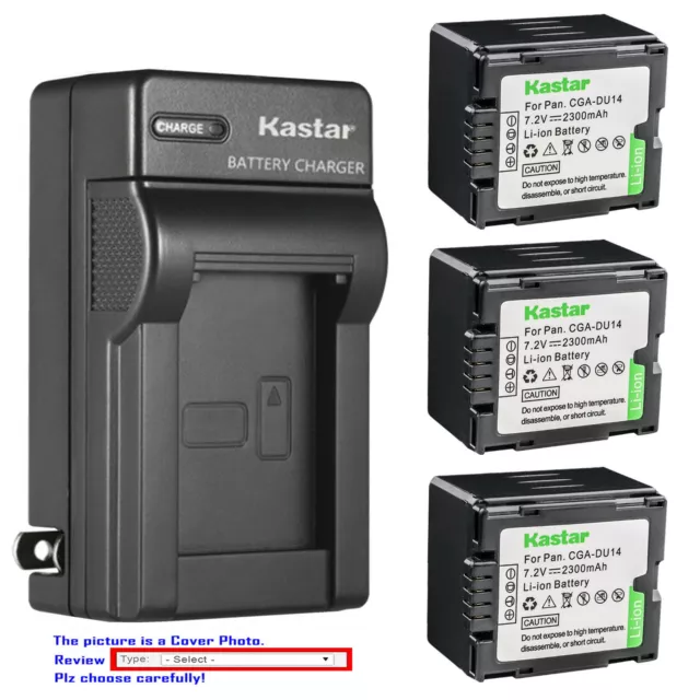 Kastar Battery Wall Charger for Panasonic CGR-DU14 CGA-DU14 & NV-GS300 NV-GS308
