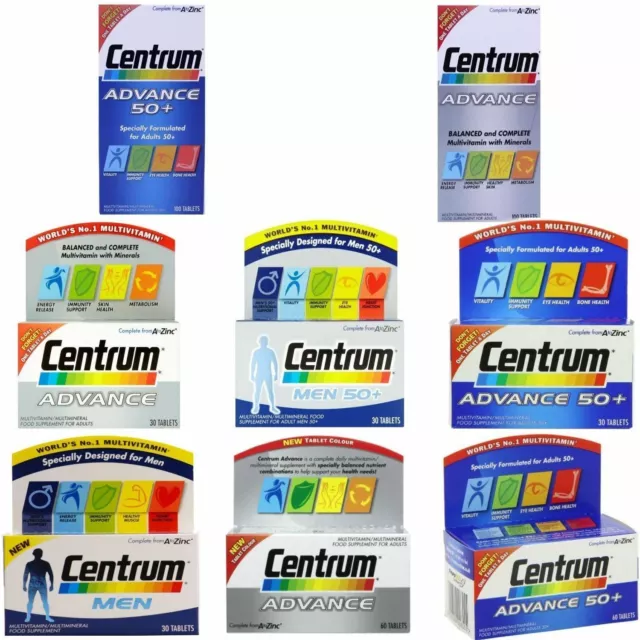 Centrum Advance | Multivitamins 50+ 30 60 100 Tablets | Full Range