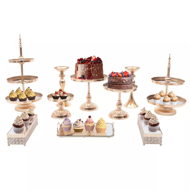 Detachable Crystal Cake Holder Dessert Stand Cupcake Plates Metal Wedding 10PCS