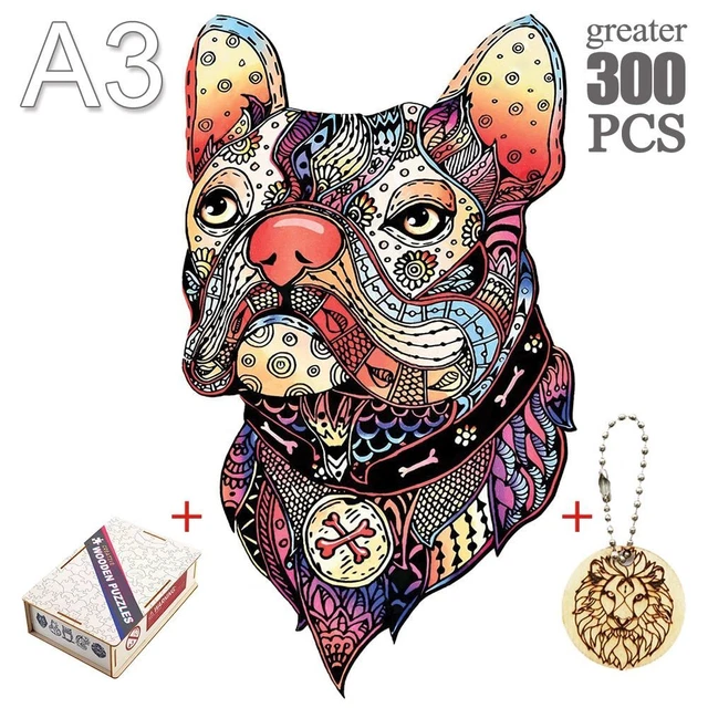 Dog Puppy Animal Wooden Jigsaw Puzzles Kids Educational Interactive Gifts Toy