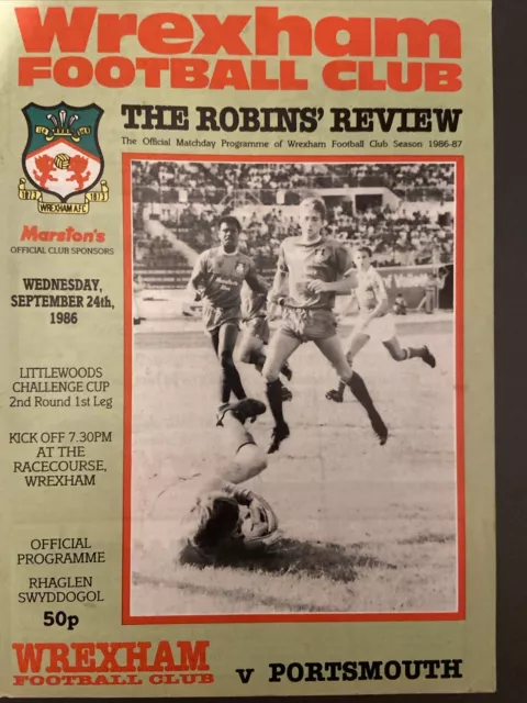 Wrexham v Portsmouth(League Cup 2nd round 1st leg 85/6) 24/9/86