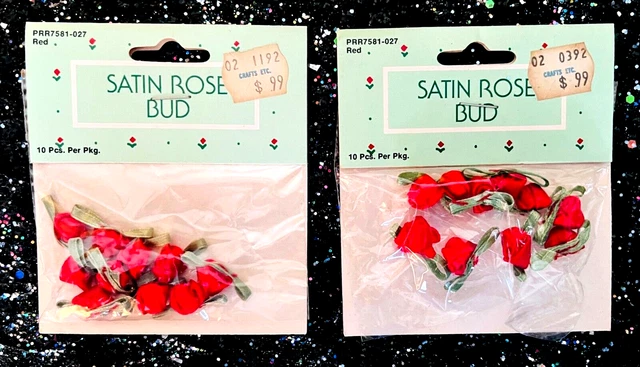*Paquete de brotes de rosa satén rojo 10 piezas sin abrir x2