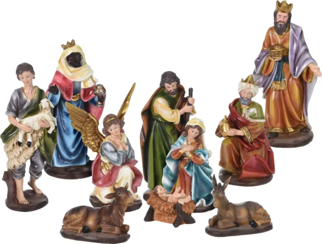 XL Krippe Figuren Set - 10-teilig - Weihnachten Advent Tisch Deko Zubehör groß