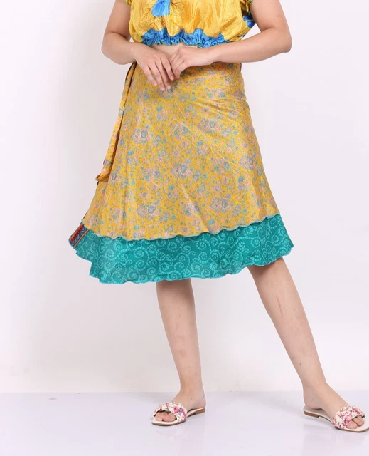 Gonna Lunga Donna Indiana Vintage In Seta Stampata – Lotto 10 Pezzi – Avvolgente