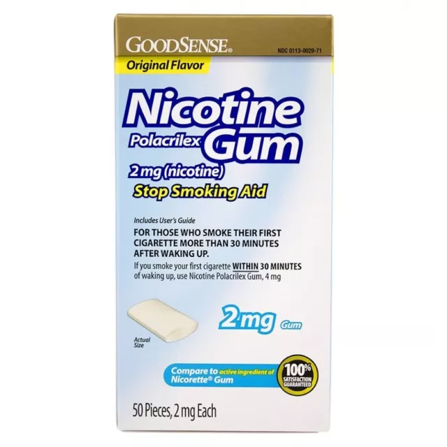 GoodSense Nicotine Gum 2 mg, Original, 1200 Pieces (24 x 50ct Boxes), Exp 05/24