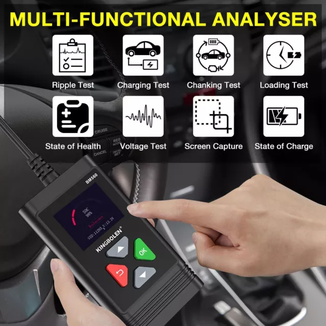 Kingbolen 6V-12V tester batteria carica auto analizzatore digitale strumento diagnostico LCD 3