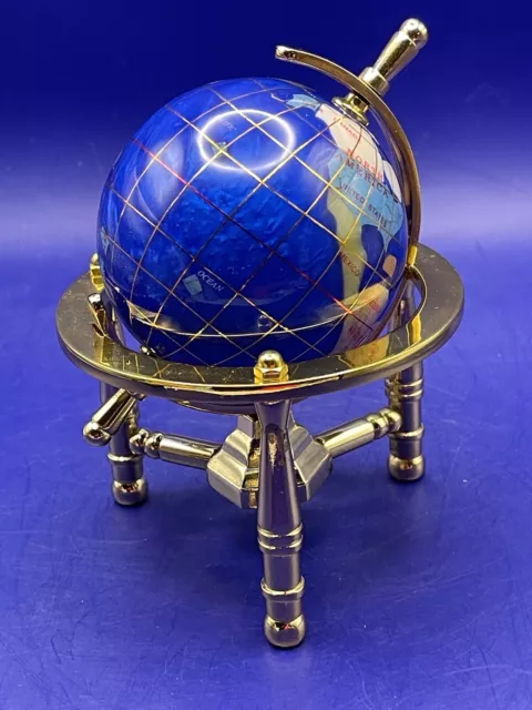 Unique Art 6-Inch Mini Blue Gemstone World Globe with Gold Tripod office