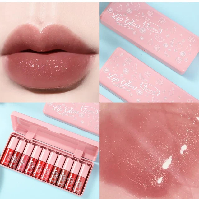 10 piezas/juego de esmalte labial líquido con brillo labial perlado hidratante D2P2