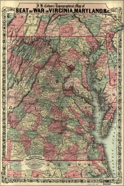 Poster, Many Sizes; Civil War Topographical Map Of Virginia, Maryland