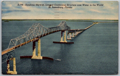 1955 Saint Petersburg,FL Sunshine Skyway Pinellas County Florida Postcard