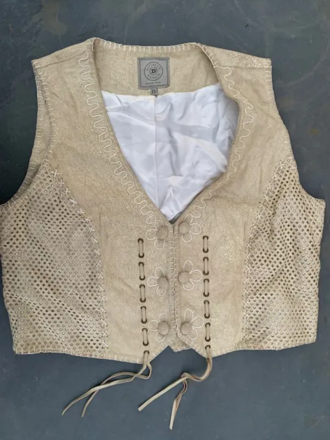 Double D Ranch RanchWear Beige Leather Vest XL Southwestern Women’s Texas