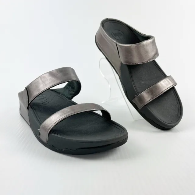 Fitflop Black Pewter Slide Slip On Sandals Shoes Womens 9