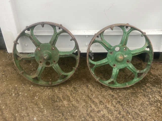 Pair Of Vintage Industrial Cast Iron Cog Wheel / Salvage /Garden