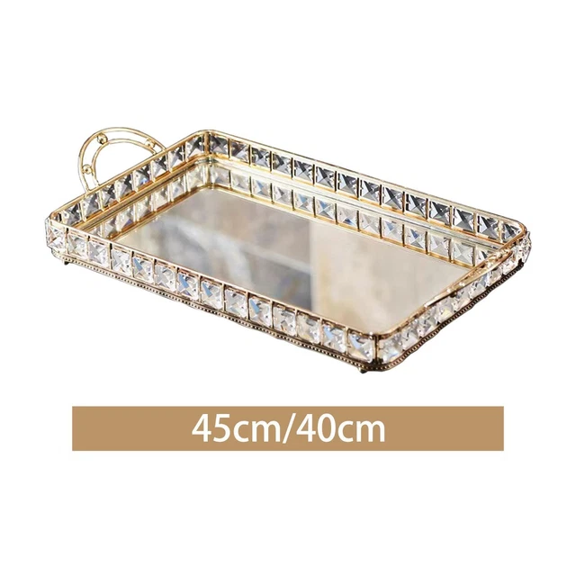 Bootoow Plateau Miroir Doré Style Nordique – Plateau Verre Et Métal Pour Parfum, Bijoux Et Maquillage – Élégant Et Multifonction 20x14cm