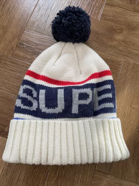 Superdry White Bobble Beanie Hat