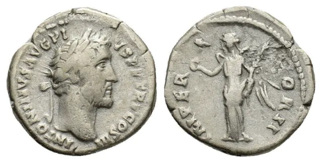 Roman Imperial Silver Denarius Coin - Rome 138-161 AD - Antoninus Pius & Victory