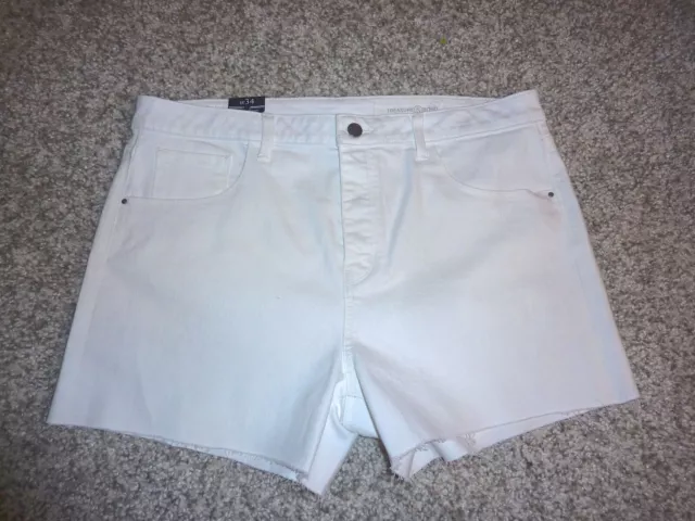 NWT $69 Treasure & Bond High Waist Cutoff Foster Boyfriend White Denim Shorts 34