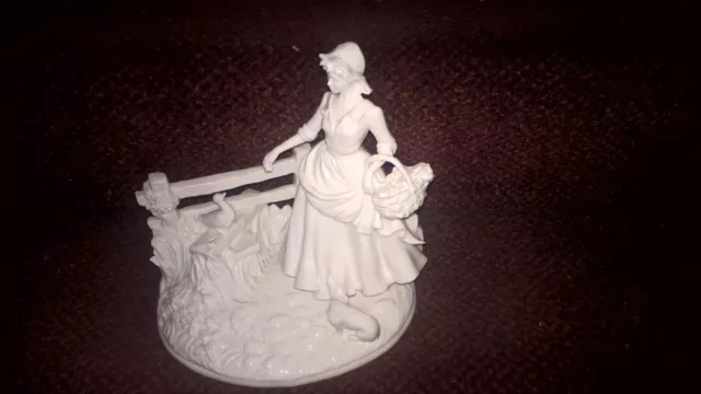 A Large Porcelain Lady with Dog White Figurine Blanc de Chine