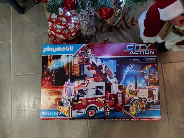 Playmobil 3182 Camion Pompier Avec échelle Pivotante Lumières Et 2 Pompiers