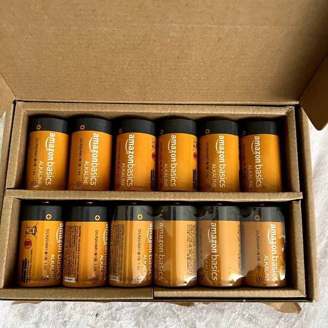 AMAZON BASICS D Cell 1.5 Volt Everyday Alkaline Batteries - Pack of 12 ...
