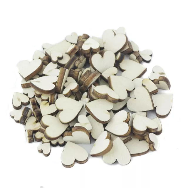 100 Mixed Heart Wooden Shape Craft Embellishment Scrapbook Wedding Art Craft
