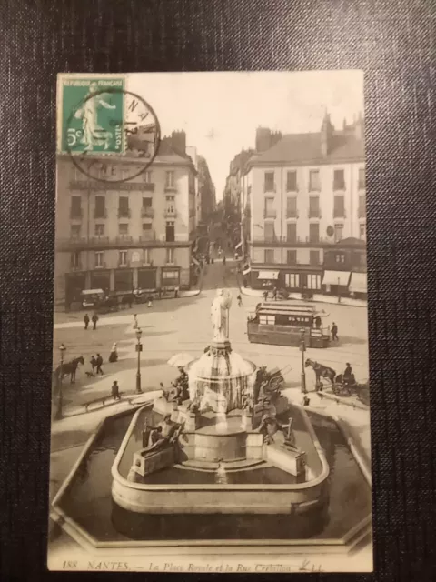 CPA NANTES (44), Place Royale et la Rue Crébillon, Animée 1911