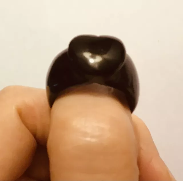 100% Natural Black Jade Ring Of Heart Australian Mined Hand Carved Beautiful 9.5