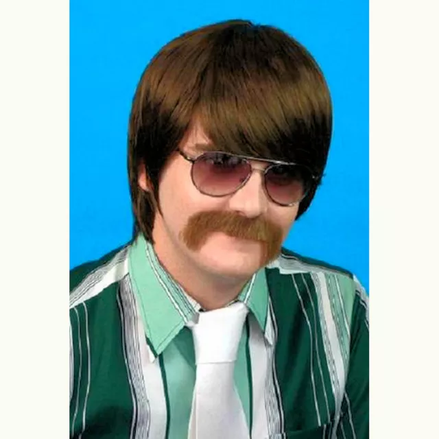 60's and 70's Mod Guy Brown Men's Costume Wig 2