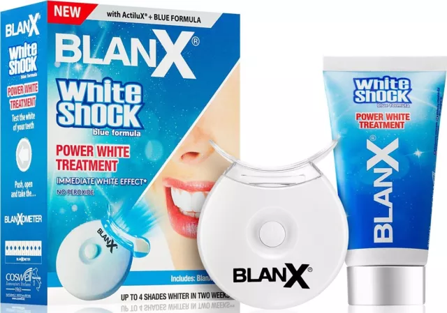 GENUINE BlanX White Shock Power ActiluX® 50ml Treatment Toothpaste With LED Bite