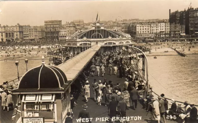 West Pier Brighton RP old pc used 1930 Deane Wiles & Millar
